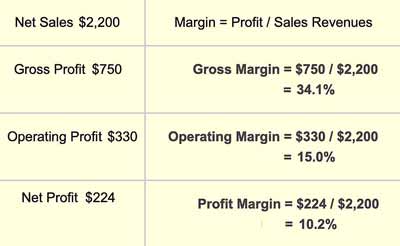 Income statement figures become gross, operating, and net margins Gross, Operating, and Net margins calculated from Income Statement figures