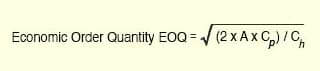 The economic order quanitity is the size of inventory order Formula for calculatimg Economc Order Quantity